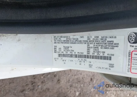 2015 Ford Fiesta S z USA, uszkodzony, nr VIN 3FADP4AJ2FM189449